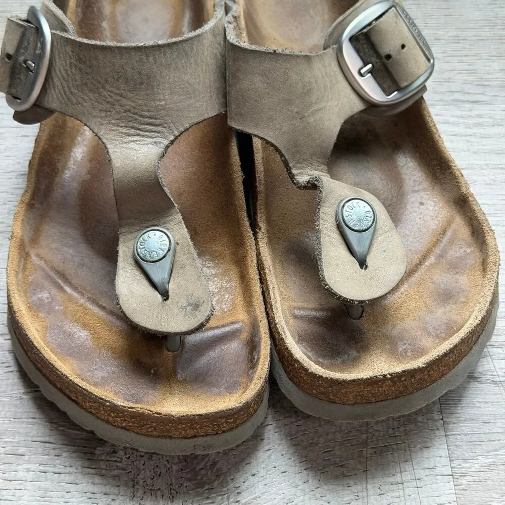 Birkenstock Gizeh Natural Leather Big Buckle Womens Sandals 39 Regular Width - Picture 7 of 9